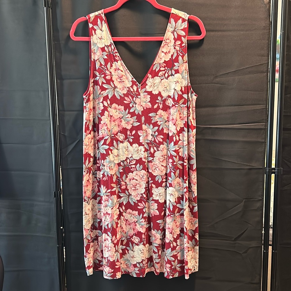 LOFT Floral Sleeveless Swing Dress, M